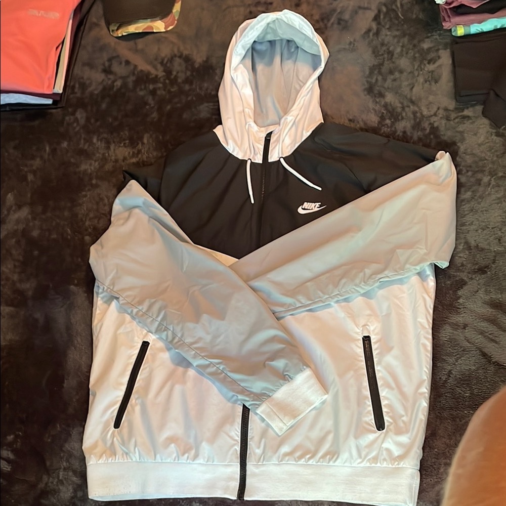 Nike Black and White Hooded Jacket